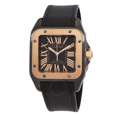 cartier santos 100 pink gold|pre owned cartier santos 100.